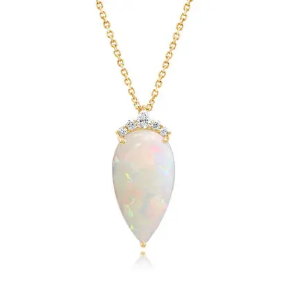 18K Yellow Gold Brazilian Opal/Diamond Pendant | PBRPR785427E