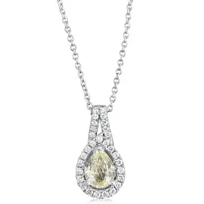 14K White Gold Fancy Sapphire/Diamond Pendant | PCC132FS1WI