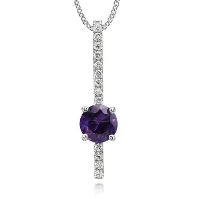 14K White Gold Amethyst/Diamond Pendant | PCC213A22WI