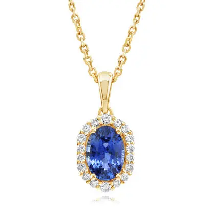 14K Yellow Gold Sapphire/Diamond Pendant | PCC339S11CI