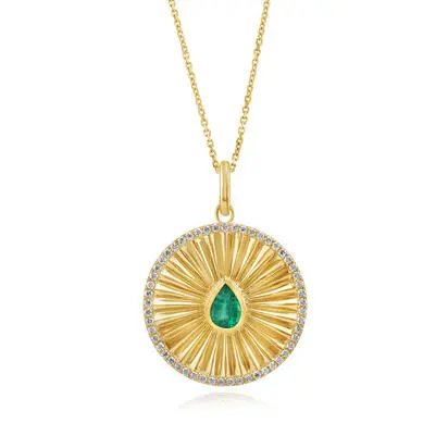 14K Yellow Gold Emerald/Diamond Medallion Pendant, PCC357E21CI, $5,745.00