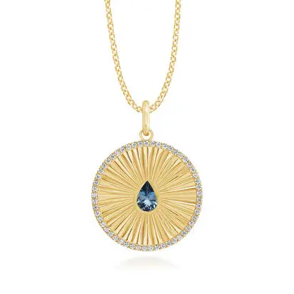 14K Yellow Gold Aqua/Diamond Medallion Pendant, PCC357Q01CI, $5,395.00