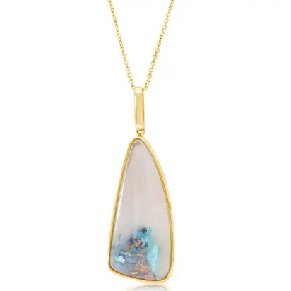 14K Yellow Gold Confetti Chrysocolla Pendant, PCCFFPR1001952CI, Call for current price