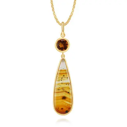 14K Yellow Gold Montana Agate/Fire Citrine Pendant<br>PCMFF601053C