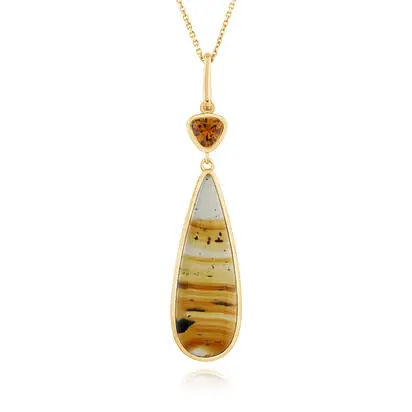 14K Yellow Gold Montana Agate/Orange Montana Sapphire Pendant<br>PCMPR9971070C<div class='big'>Call for current price</div>