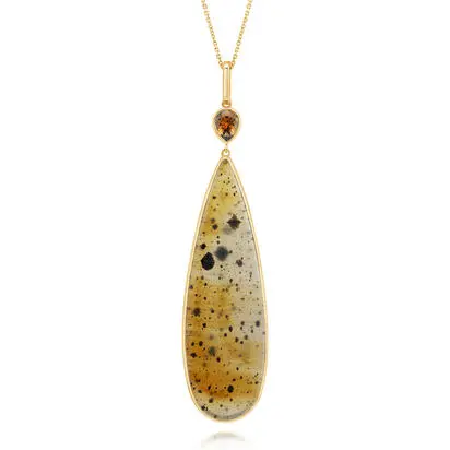 14K Yellow Gold Montana Agate/Orange Montana Sapphire Pendant | PCMPR9974711C