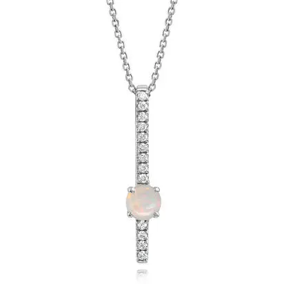 14K White Gold Australian Opal/Diamond Pendant | PCO213N22WI