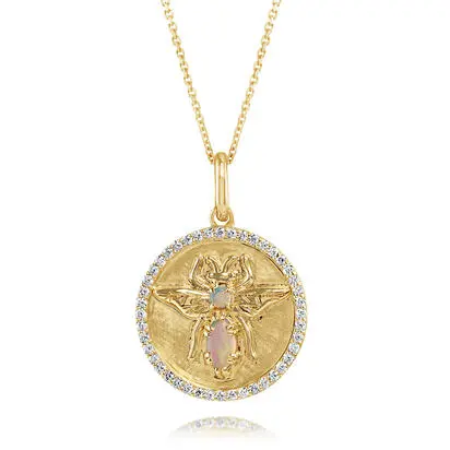 14K Yellow Gold Australian Opal/Diamond Bee Medallion Pendant<br>PCO342N11CI<div class='big'>$3,795.00</div>