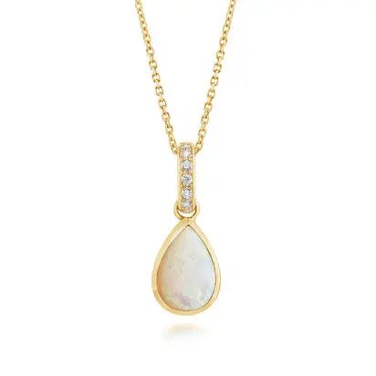 14K Yellow Gold Australian Opal/Diamond Pendant, PCO344N21CI, $2,645.00