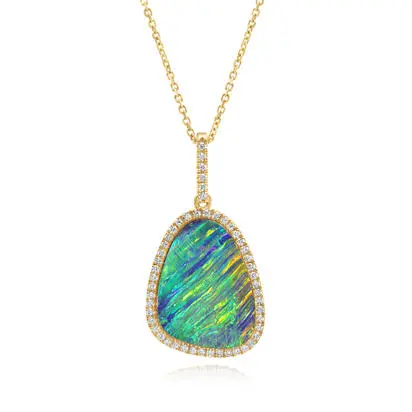 14K Yellow Gold Australian Opal Doublet/Diamond Pendant<br>PDBFF350598CI<div class='big'>$7,870.00</div>
