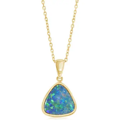 14K Yellow Gold Australian Opal Doublet Pendant | PDBT02P-2I