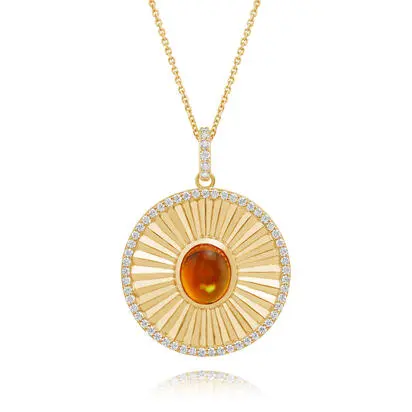 14K Yellow Gold Mexican Fire Opal/Diamond Medallion Pendant<br>PFOCB900171CI<div class='big'>$6,095.00</div>