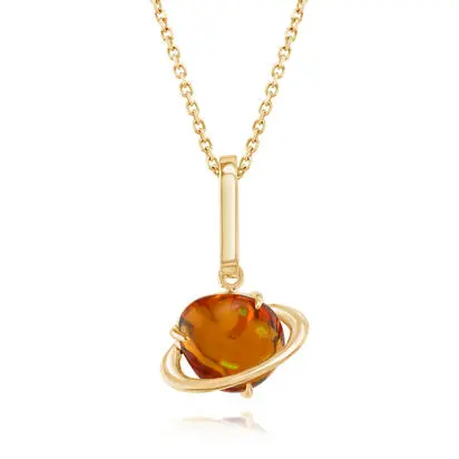 14K Yellow Gold Mexican Fire Opal Planet Pendant/Charm<br>PFOFF600195C<div class='big'>$3,545.00</div>