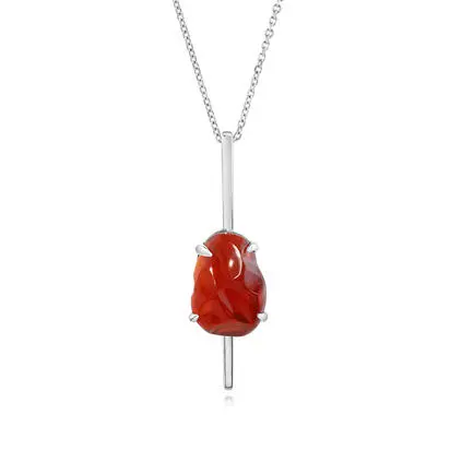 14K White Gold Mexican Fire Opal Pendant | PFOW003-4I