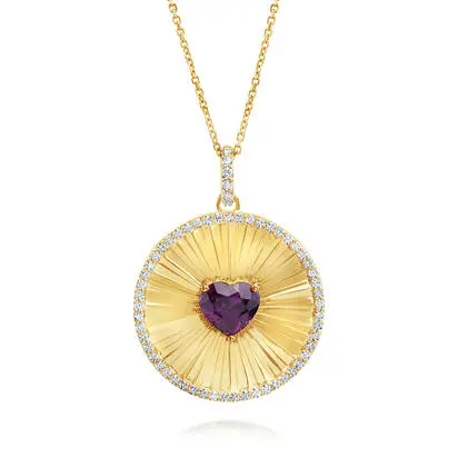 14K Yellow Gold Purple Garnet/Diamond Heart Medallion Pendant<br>PGPHT925166CI<div class='big'>$5,845.00</div>