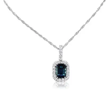 14K White Gold Lagoon Tourmaline/Diamond Pendant<br>PHBOC500117WI<div class='big'>Call for current price</div>