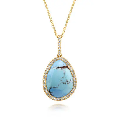 14K Yellow Golden Hills Turquoise/Diamond Pendant<br>PKQPR992813CI<div class='big'>$3,695.00</div>