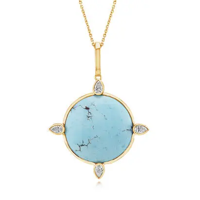 14K Yellow Gold Hills Turquoise Diamond Pendant<br>PKQRD9923700C<div class='big'>$7,495.00</div>