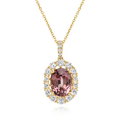 18K Yellow Gold Lotus Garnet/Diamond Pendant<br>PLGOV750429EI