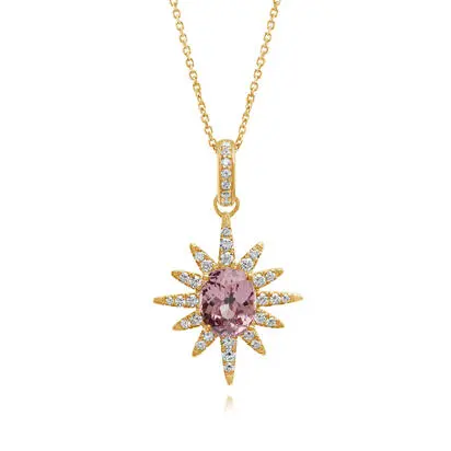 14K Yellow Gold Lotus Garnet/Diamond Pendant<br>PLGOV940249CI