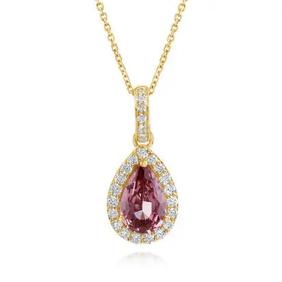 14K Yellow Gold Lotus Garnet/Diamond Pendant<br>PLGPR850284CI
