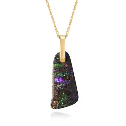 14K Yellow Gold Australian Boulder Opal Pendant<br>PMBO2A1005C