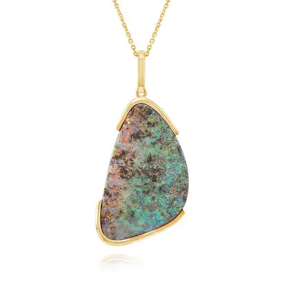 14K Yellow Gold Australian Boulder Opal Pendant | PMBO2A2684C