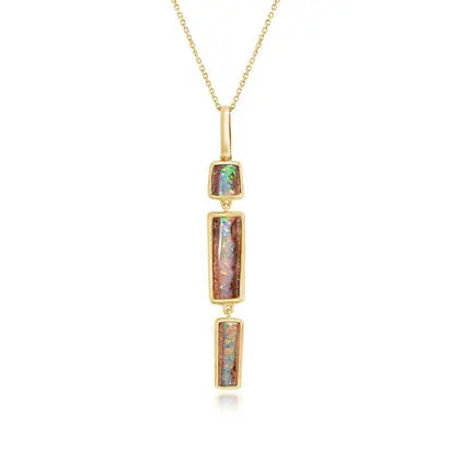 14K Yellow Gold Australian Bould Opal Pendant, PMBO3A442CI