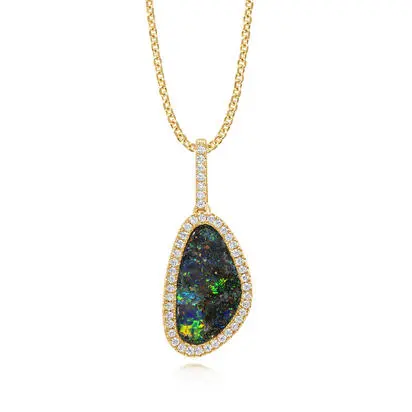 14K Yellow Gold Australian Boulder Opal/Diamond Pendant<br>PMBO4A402CI