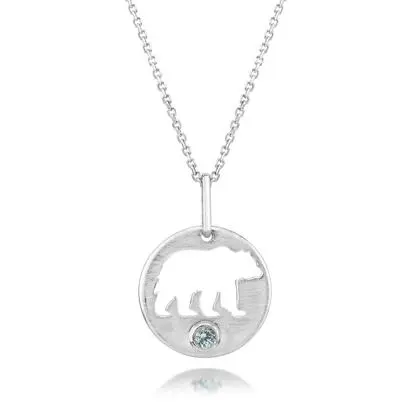Sterling Silver Montana Sapphire Bear Pendant | PMC064MSXSI