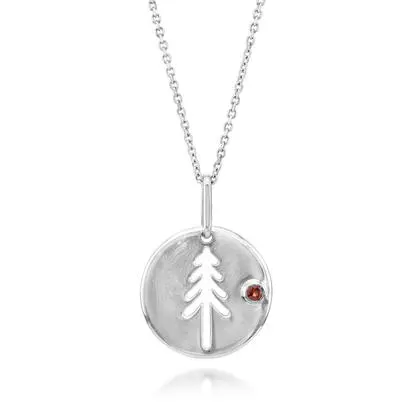 Sterling Silver Idaho Garnet Tree Pendant | PMC068O4XSI
