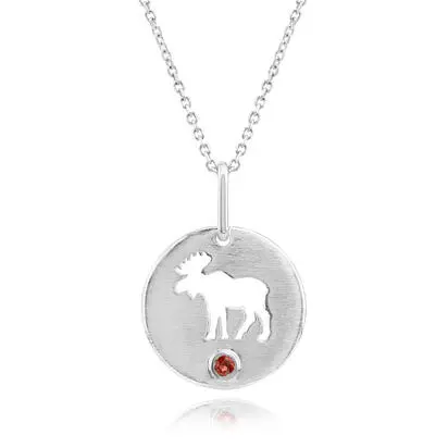 Sterling Silver Idaho Garnet Moose Pendant | PMC071O4XSI