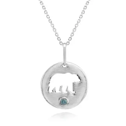 Sterling Silver Montana Sapphire Bear Pendant | PMC072MSXSI