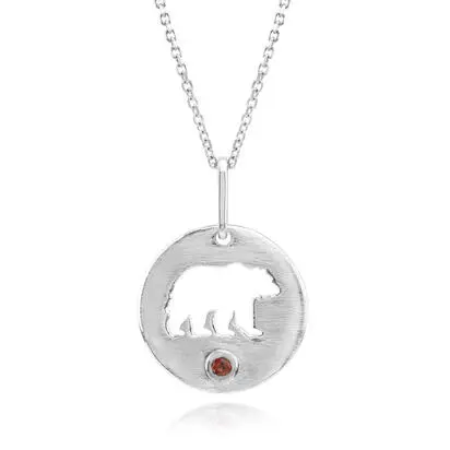 Sterling Silver Idaho Garnet Bear Pendant | PMC072O4XSI