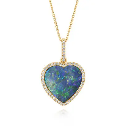 14K Yellow Gold Australian Opal Doublet/Diamond Pendant<br>PMDBT1A495CI<div class='big'>$3,845.00</div>