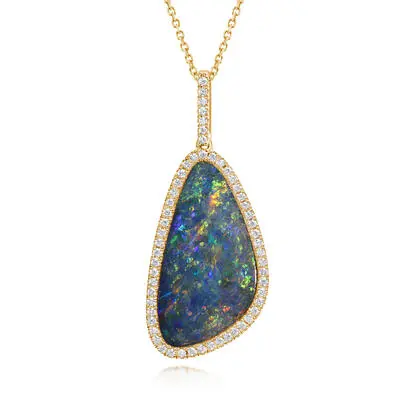 14K Yellow Gold Australian Opal Doublet/Diamond Pendant<br>PMDBT2A725CI<div class='big'>$4,995.00</div>