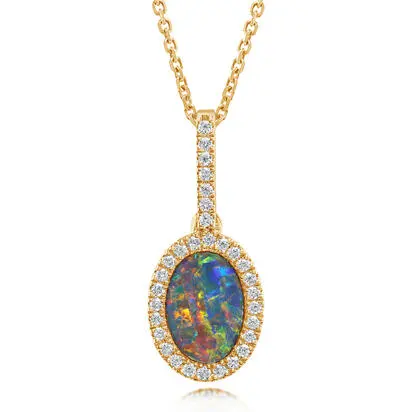14K Yellow Gold Australian Opal Doublet/Diamond Pendant<br>PMDBT4A110CI<div class='big'>$3,370.00</div>