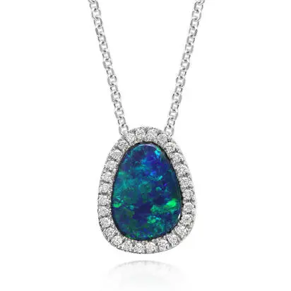14K White Gold Australian Opal Doublet/Diamond Pendant<br>PMDBT4A145WI<div class='big'>$2,895.00</div>