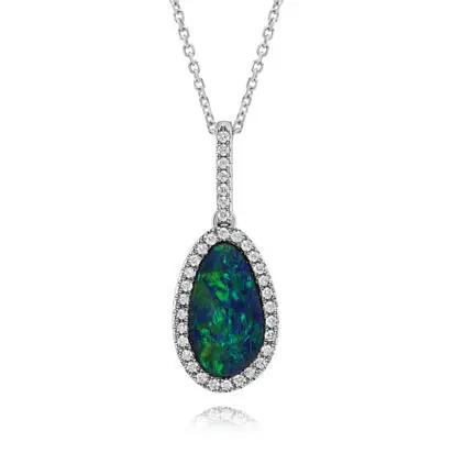 14K White Gold Australian Opal Doublet/Diamond Pendant<br>PMDBT4A200WI<div class='big'>$3,495.00</div>