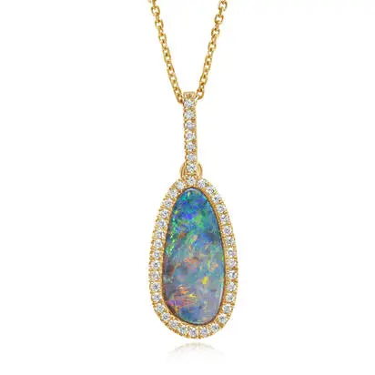 14K Yellow Gold Australian Opal Doublet/Diamond Pendant<br>PMDBT4A285-02CI<div class='big'>$3,845.00</div>
