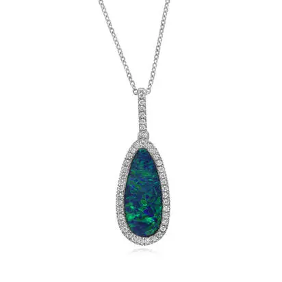 14K White Gold Australian Opal Doublet/Diamond Pendant<br>PMDBT4A300-2WI<div class='big'>$4,245.00</div>