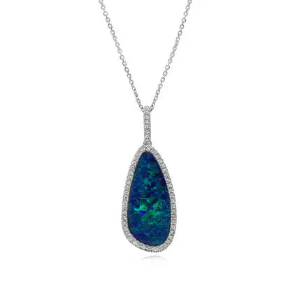 14K White Gold Australian Opal Doublet/Diamond Pendant<br>PMDBT4A690WI<div class='big'>$5,745.00</div>