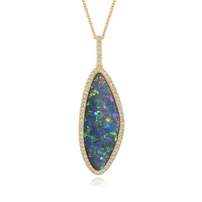 14K Yellow Gold Australian Opal Doublet/Diamond Pendant<br>PMDBT4A950CI<div class='big'>$5,445.00</div>