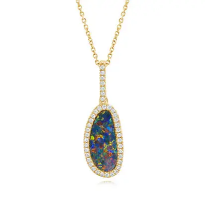 14K Yellow Gold Australian Opal Doublet/Diamond Pendant<br>PMDBT5A150CI<div class='big'>$3,620.00</div>