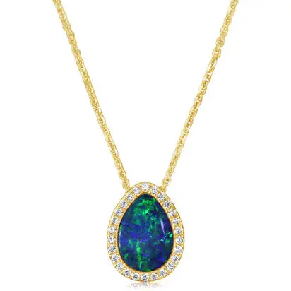 14K Yellow Gold Australian Opal Doublet/Diamond Pendant<br>PMDBT5A160CI<div class='big'>$1,595.00</div>