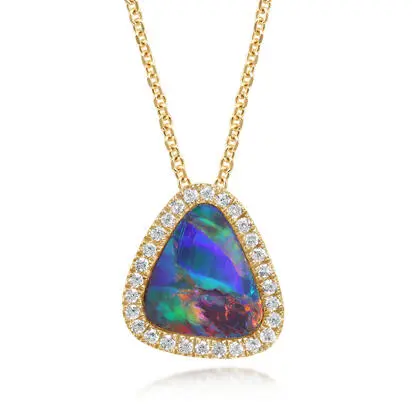 14K Yellow Gold Australian Opal Doublet/Diamond Pendant<br>PMDBT5A165CI<div class='big'>$2,495.00</div>
