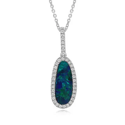 14K White Gold Australian Opal Doublet/Diamond Pendant<br>PMDBT5A185WI<div class='big'>$3,495.00</div>