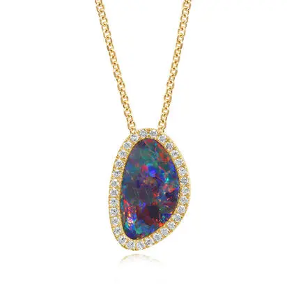 14K Yellow Gold Australian Opal Doublet/Diamond Pendant<br>PMDBT5A220CI<div class='big'>$2,620.00</div>