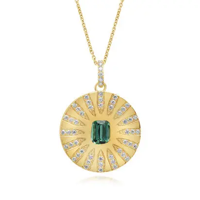 14K Yellow Gold Mint Tourmaline/Diamond Medallion Pendant<br>PMHCU830102CI<div class='big'>$6,095.00</div>