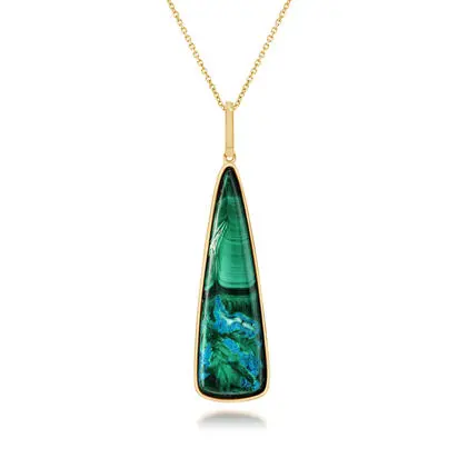 14K Yellow Gold Malachite Pendant<br>PMKFF9984156C